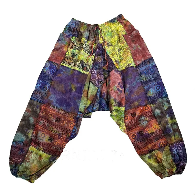 

Low Crotch Pants Casual Handmade Tie-Dye Stitching Pure Cotton Printed Women plus Size Men