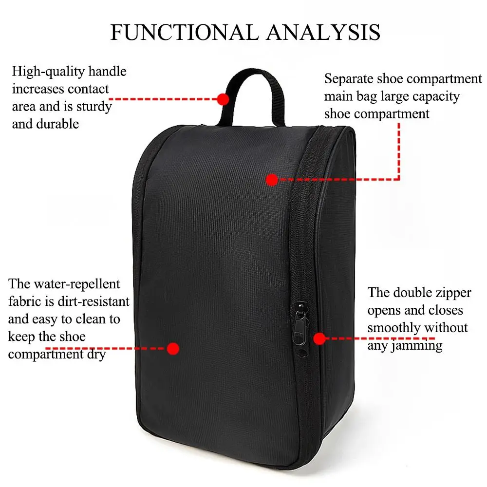 Convenient Large Capacity Shoe Storage Bags Waterproof Portable Sneaker Bag Black Zipper Shoes Organizer Clothing Bag