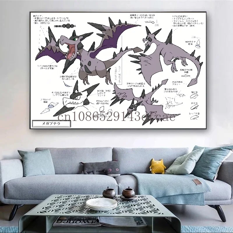 Peinture sur Toile Pokémon Mewtwo Garchomp, Affiche Imprimée Interconnexion, Art Mural, Image Dégradée, Décoration de Maison, Cadeaux pour Enfants