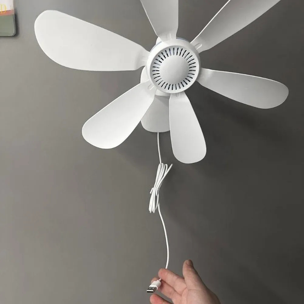 2026 Portable USB Ceiling Canopy Fan 5V Low Noise Wall Mount For Outdoor Camping Garage Kitchen Efficient Cooling White Design