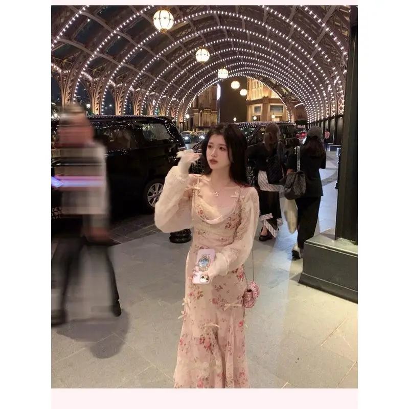 Summer New Sle Lace Floral Skirt Dr  Knot Strapl High Waist Gentle Sle Dancewear Fro for Women