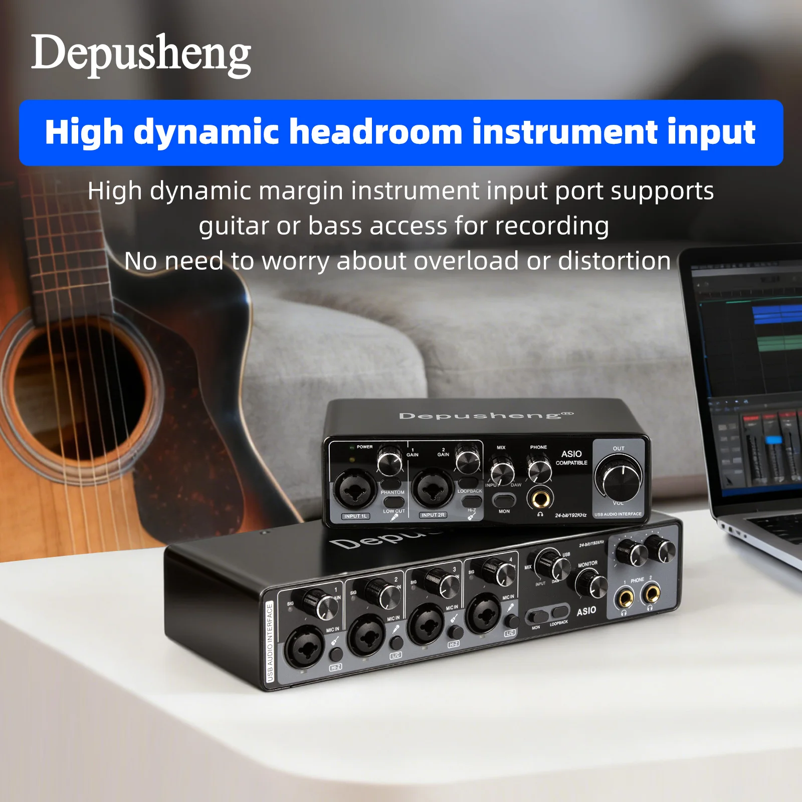 MQ22/44 ASIO Audio Professionelle Soundkarte 2/4-Kanal USB-Audio-Interface für Live-Aufnahmen – Detail 3