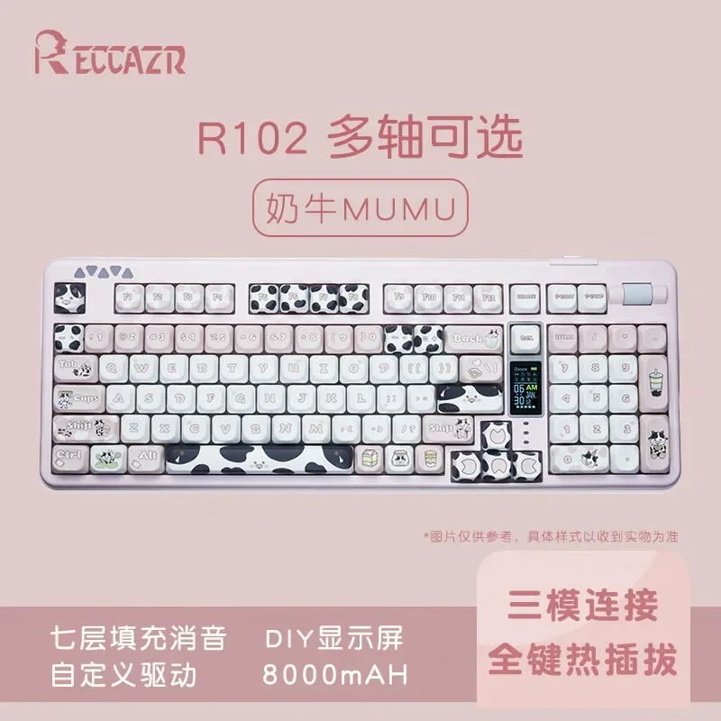 Imagem -05 - Reccazr R102 Teclado Mecânico sem Fio Três Modos Rgb Gaxeta Teclado de Jogos Troca Quente Personalizado pc Gamer Acessórios Presentes