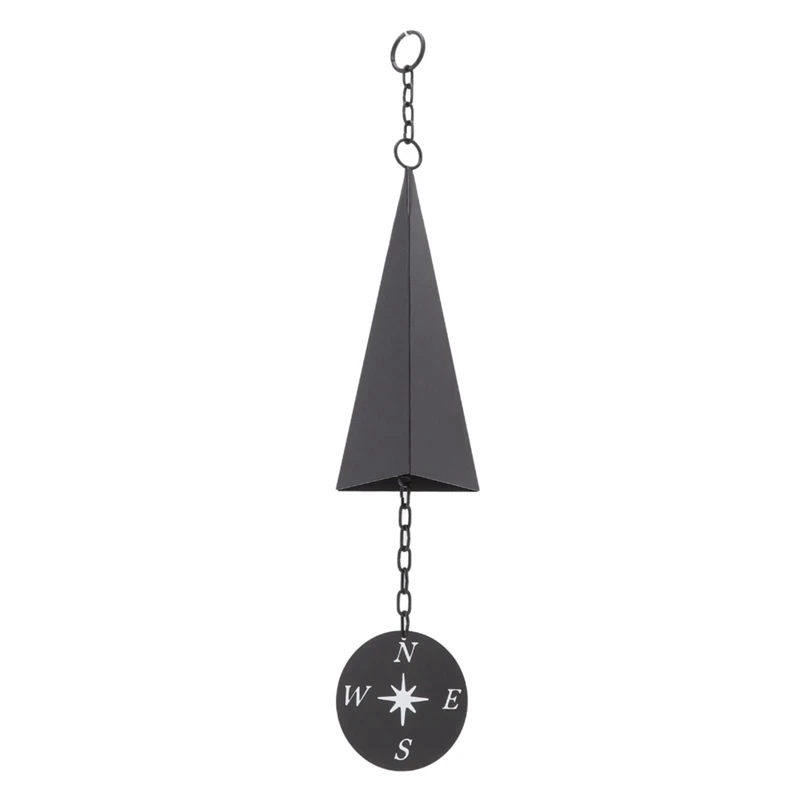 1 PCS Retro Design Iron Triangle Wind Bell With Compass As Shown Metal Wind Chimes Decor