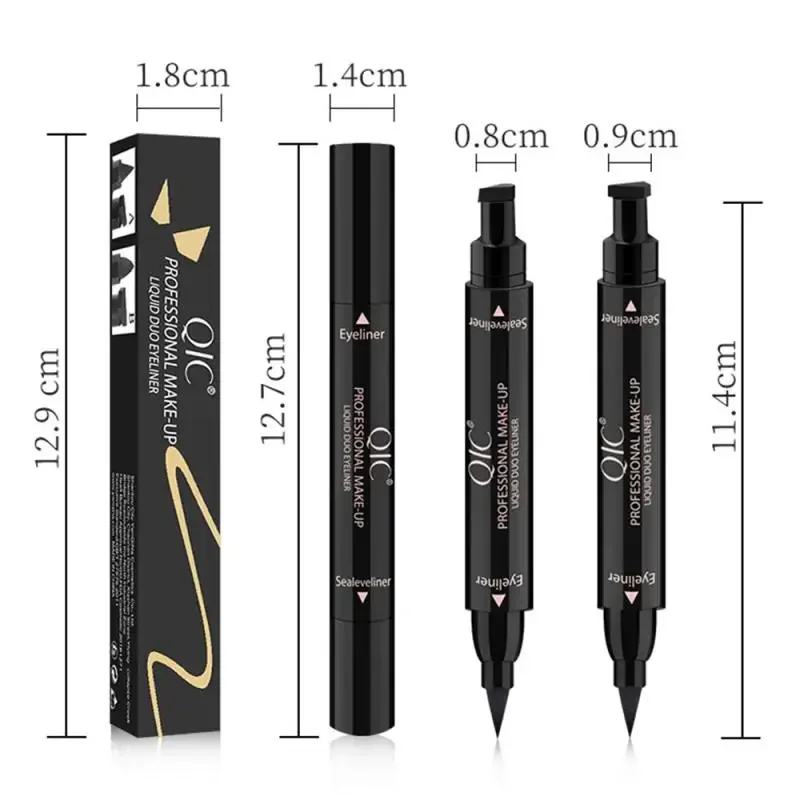 Black Liquid Eyeliner Stamp Marker ดินสอแสตมป์กันน้ํา Double-ended Eye Liner ปากกาเครื่องสําอางค์ Eyeliner 2 รูปแบบ