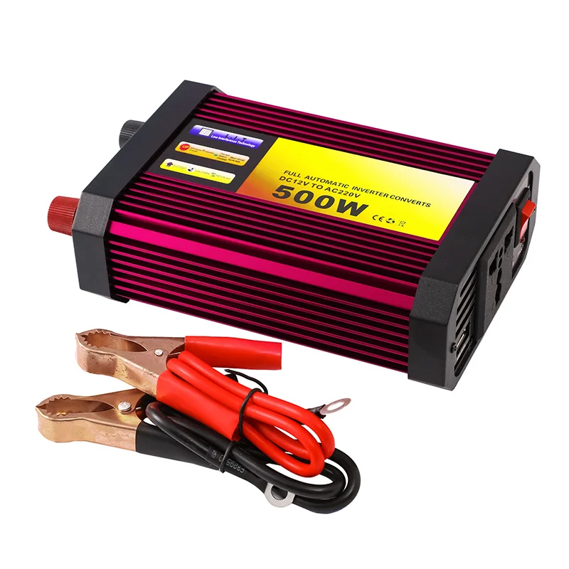 500W 12V Single-Phase PWM Microinverter USB Communication Port LCD Display Sine Wave 99.9% Efficiency Dual Output Home Use