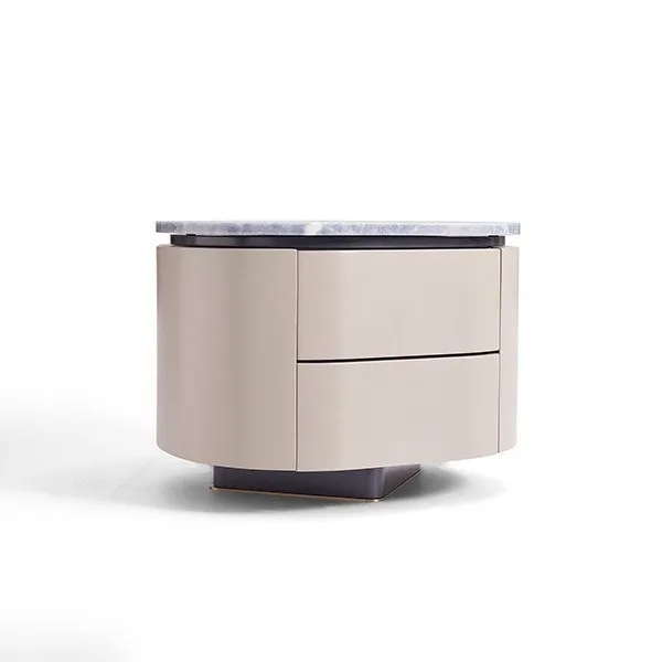 Italian minimalist bedside table bedroom new niche high-end marble solid wood bedside cabinet baking paint