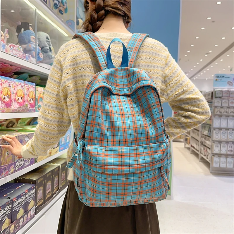 

Fashion plaid women backpack New Cute student schoolbags for teenage girls large capacity Nylon travel backpack casual Bookbag