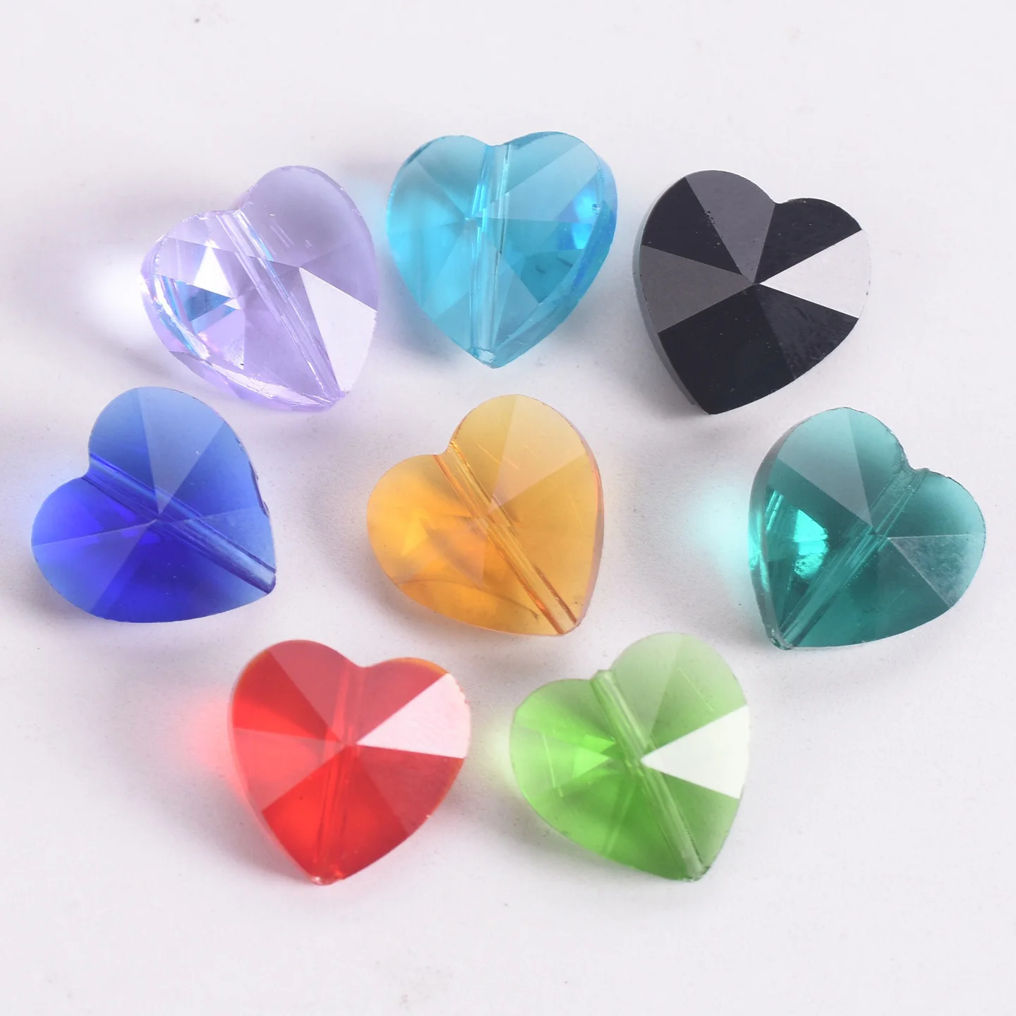 10 stücke 14mm Herz Form Facettierte Kristall Glas Lose Handwerk Perlen für Schmuck, Die DIY Handwerk