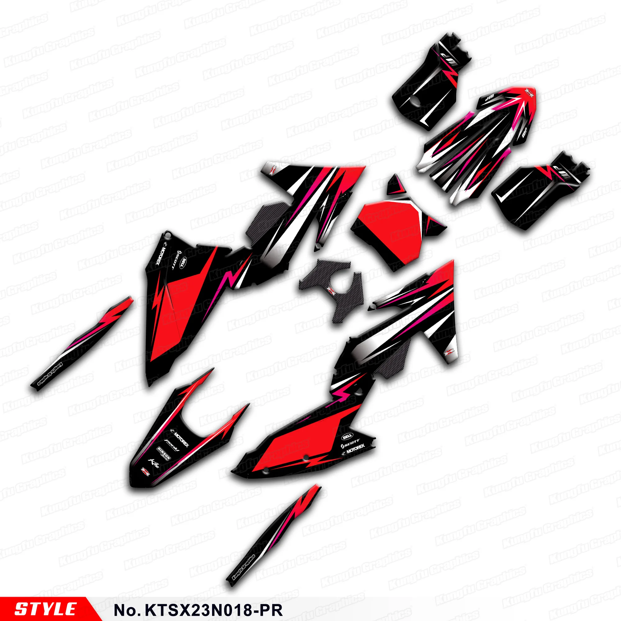 

JY RACING MX Stickers Enduro Adhesive Decals for KTM 125 300 SX XC 250 350 450 SX-F XC-F 2023 2024, Rebuilding, KTSX23N018-PR