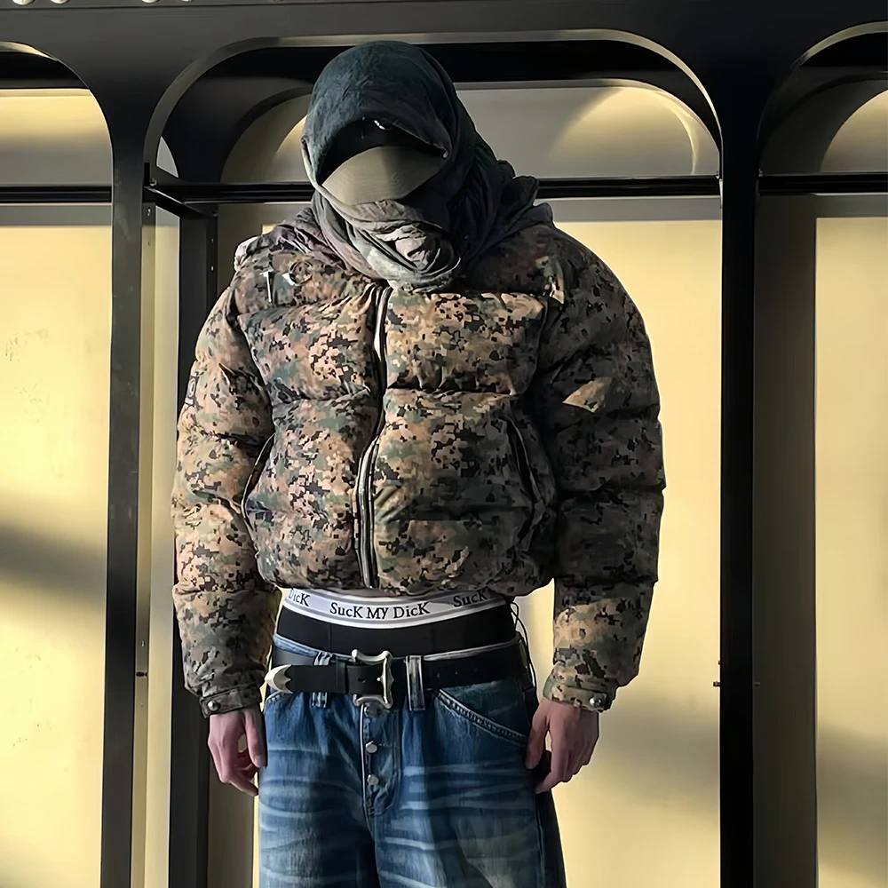 

Thug Club 2026 New Star Moon American Streetwear High-Street Thickened Camo Casual Oversized Cotton Jacket Men's Winter