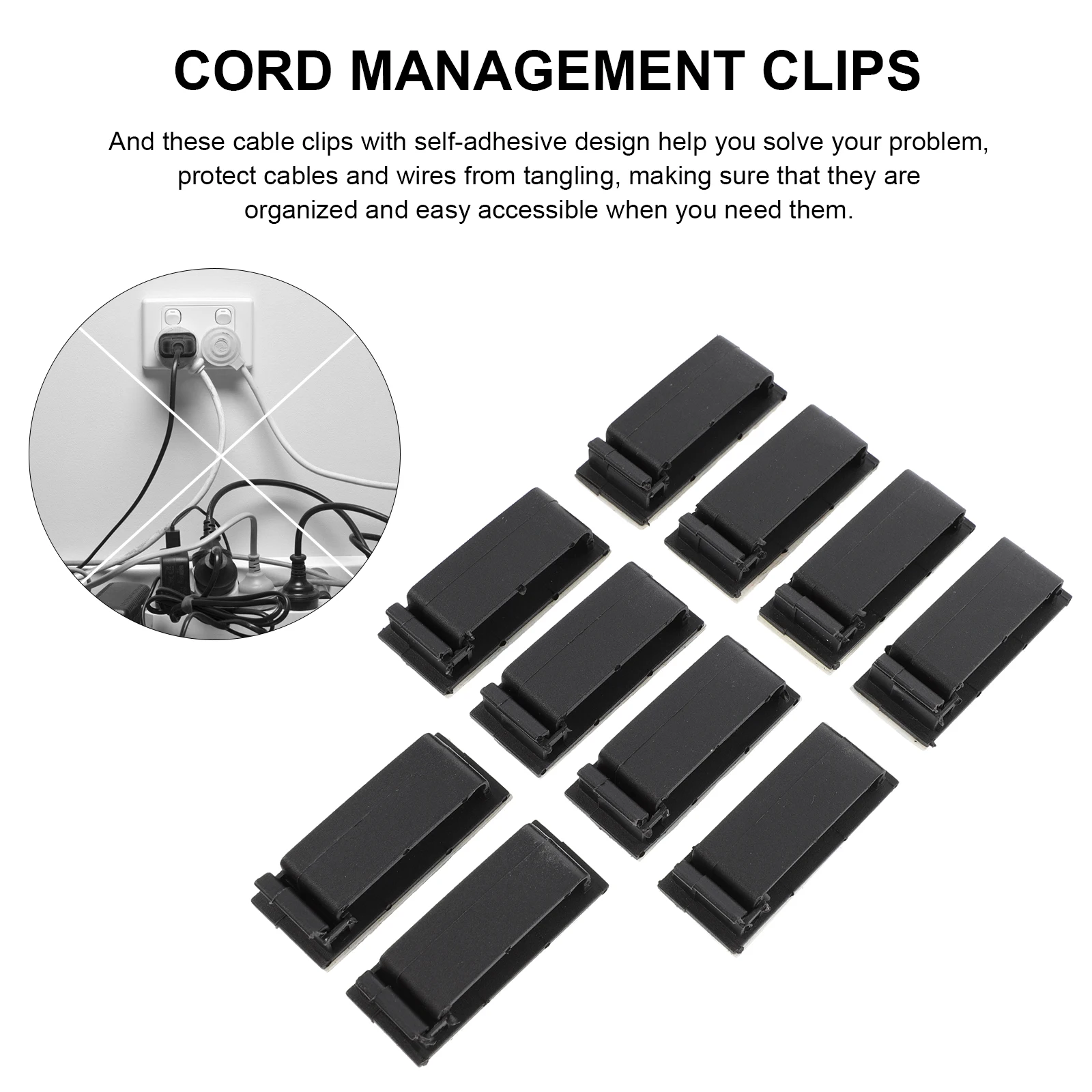 

10 Pcs Cable Manager Management Clips Cord Wire Car Desktop Organizer Plastic Tabletop Cables Holder Office