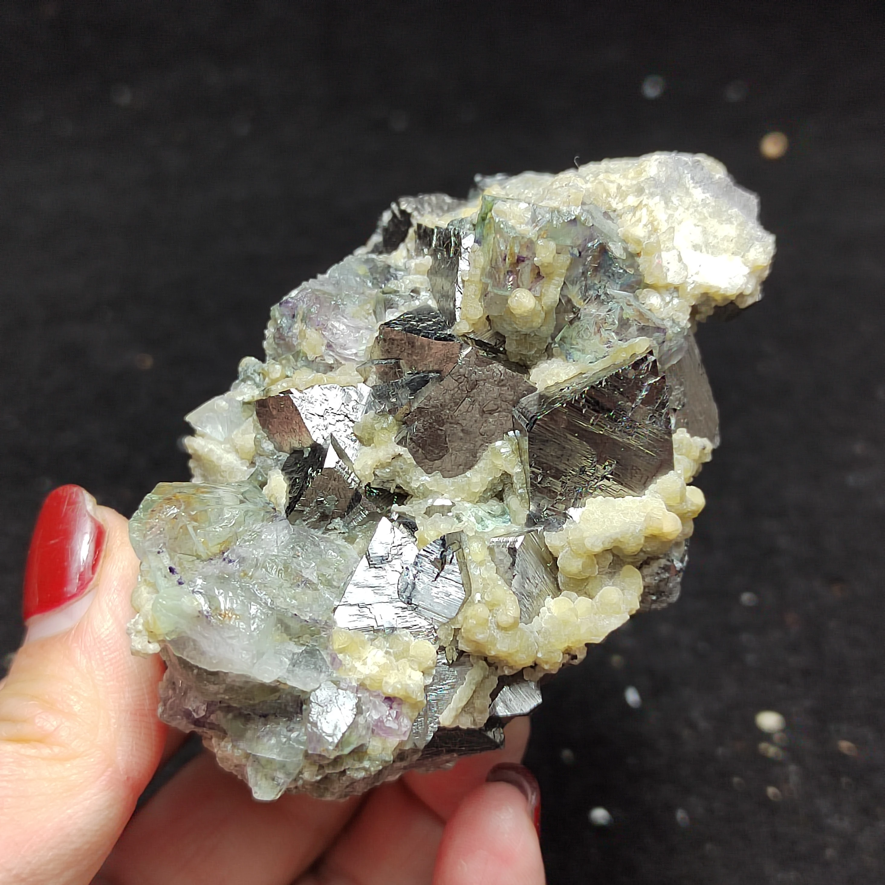 

387.4g.100% natural rare arsenopyrite, mica, fluorite symbiotic cluster mineral crystal specimen, home decoration QUARTZ GEM