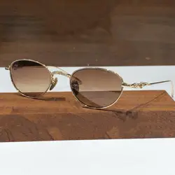 New Fashiona Exquisite Unisex Sunglasses Luxury Brand Designer Pure Titanium Oval Trendy Personalized Outdoor Sunglasses UV400