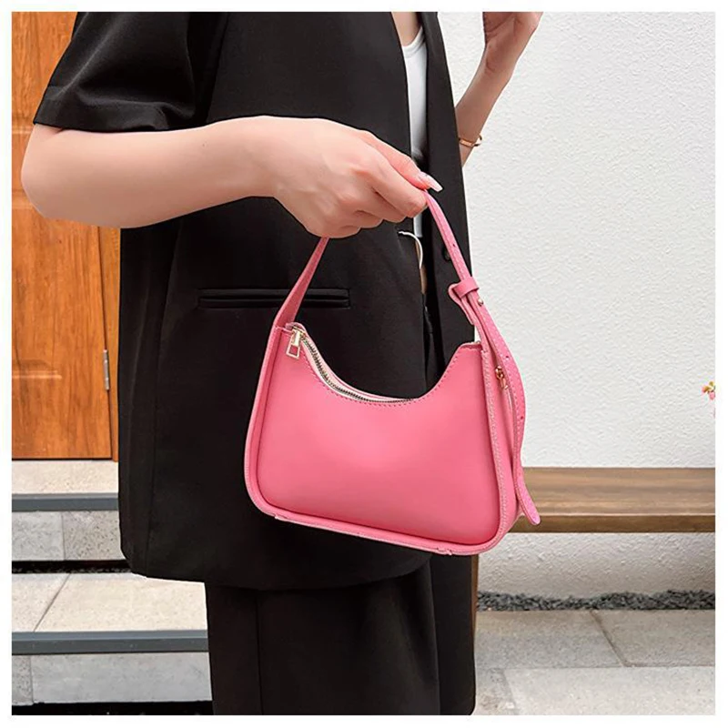 Bolsos de cuero PU suave para mujer, bolso Retro Para axilas, diseño de moda, bolsos de hombro pequeños para niñas