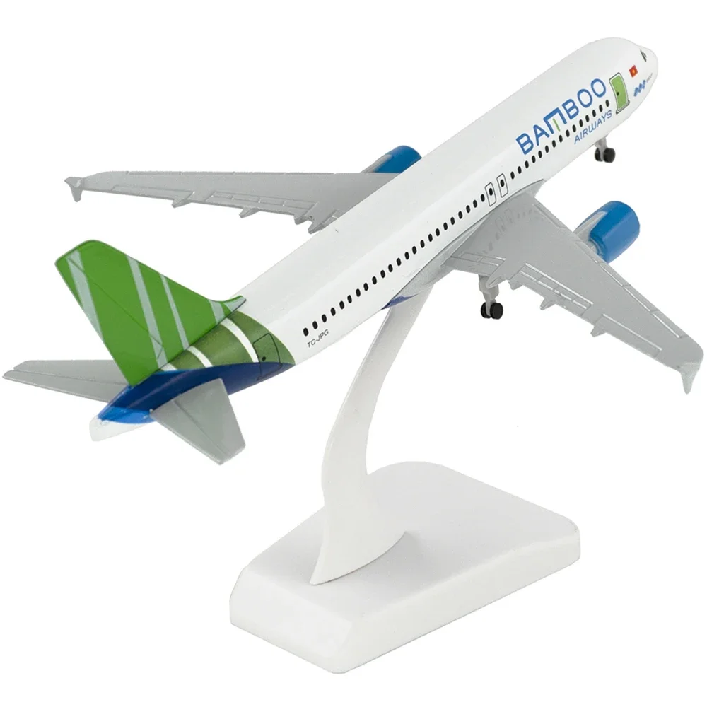 20cm Aircraft Bamboo Airways Airbus A320 with Landing Gear Alloy Plane Model Toys Children Kids Gift for Collection