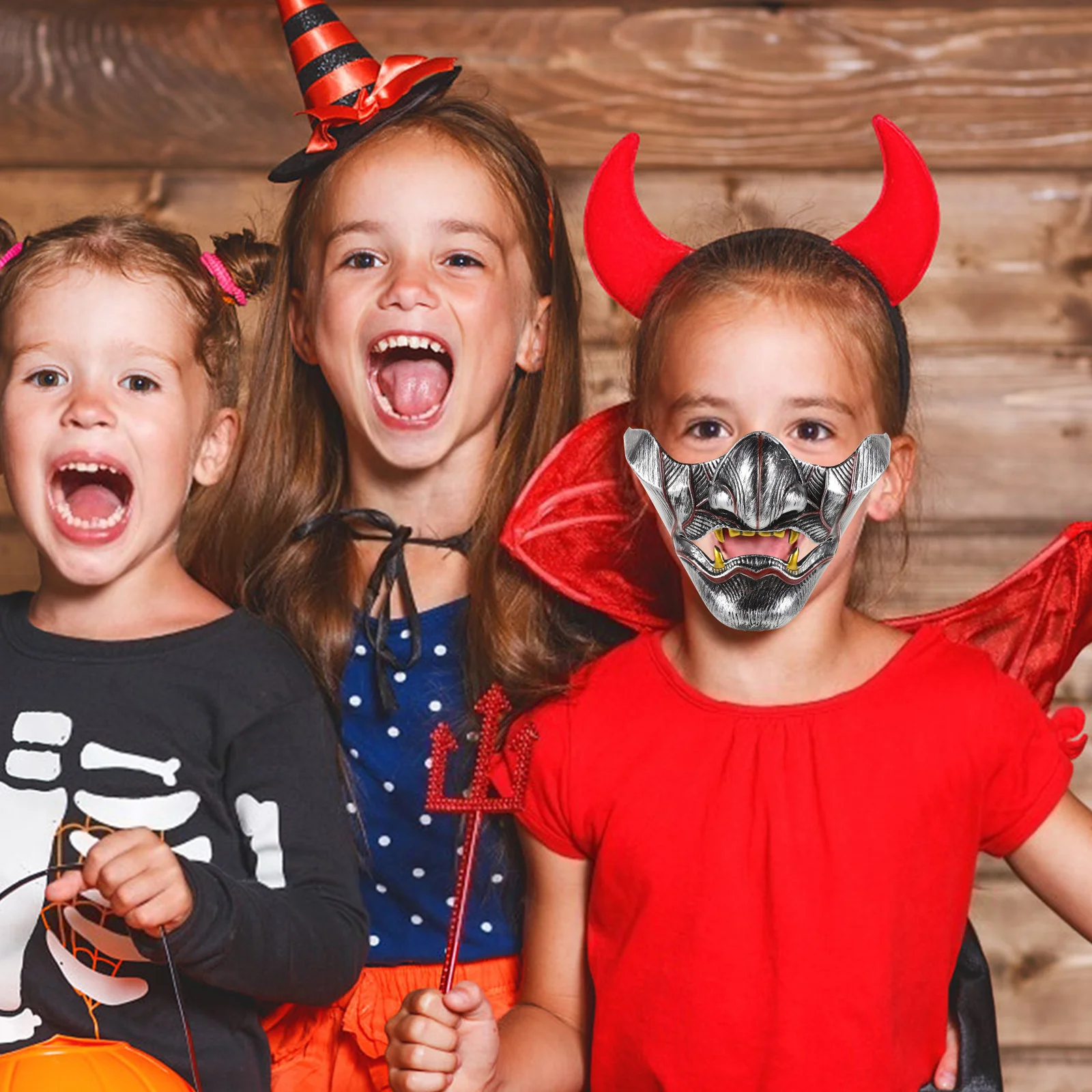 Half Face Demon Masker Prajna Cosplay Halloween Prop Comfortabele pasvorm Cover voor gemaskerde balevenementen