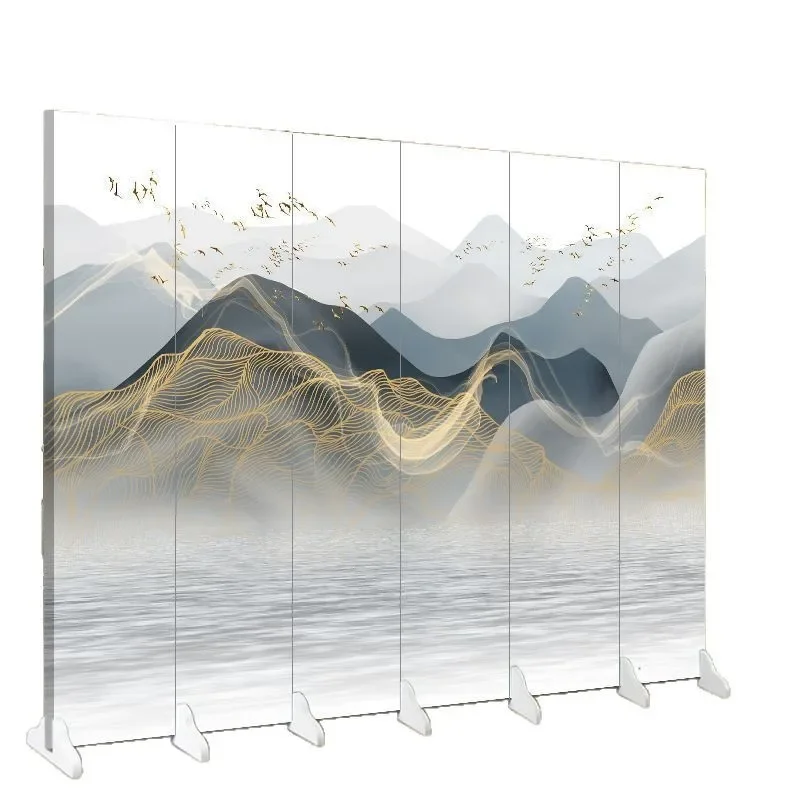 

New Chinese screen partition living room entry shelter hotel office landscape painting movable folding screen