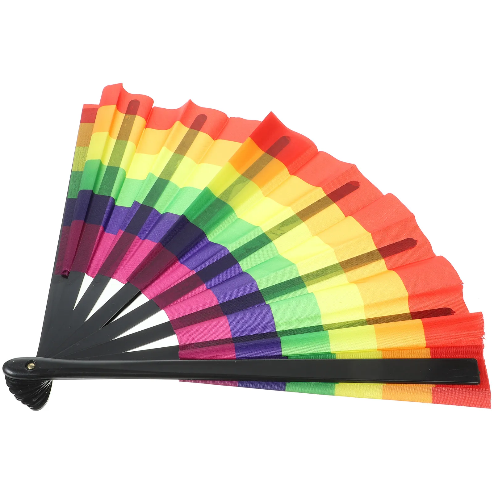 Rainbow Folding Fan Plastic Material Lightweight Handheld Decorative Dance Performance Party Prop Colorful Folding Fan