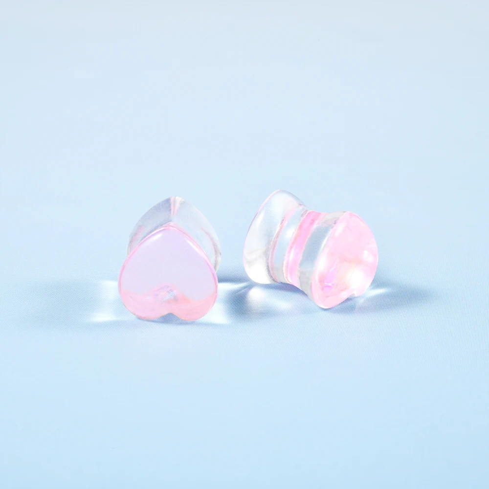 Mode Transparent Solide Rosa Lila Glas Herzförmige Ohr Expander Ohrmuschel Piercing Schmuck Ohr Expansion Artefakt 6-25mm – Detail 10