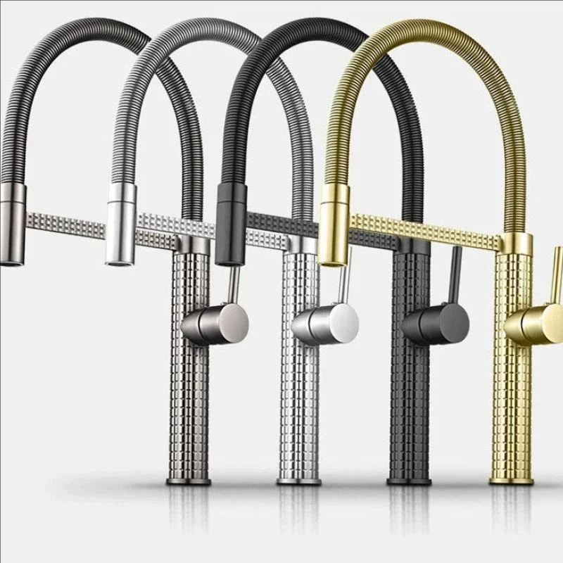 Black Spring Kitchen Faucet Pull Down Handheld Shower Kitchen Carved Mixer Crane Hot and Cold Rubber Tube Taps Gray Chrome Brush