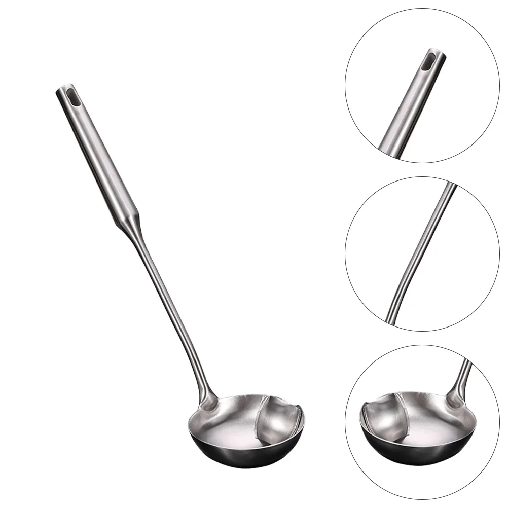 

1pc 304 Stainless Steel Oil Filter Spoon Long Handle Soup Scoop For Hot Pot Kitchen Gadget Grease Separator Colander Ladle