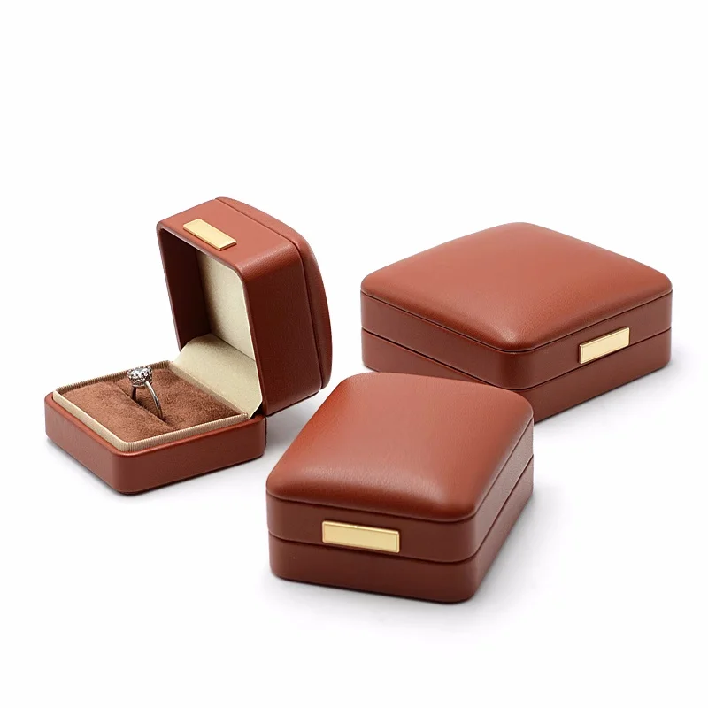 Luxury leather jewelry storage box, earring packaging box, boutique ring necklace gift box, available in multiple colors