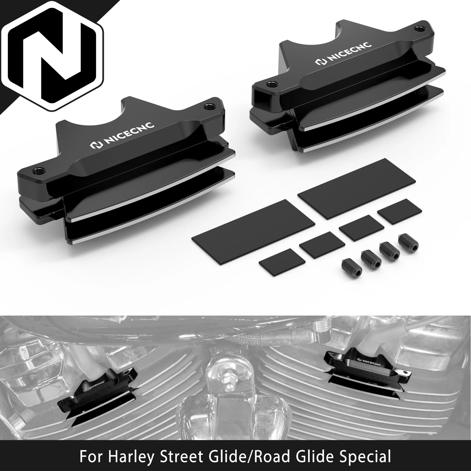 For Harley Street Glide FLHX/Special Road Glide Special Finned Spark Plug Covers Low Rider S Fat Bob/Fat Boy 114 Tri Glide Ultra