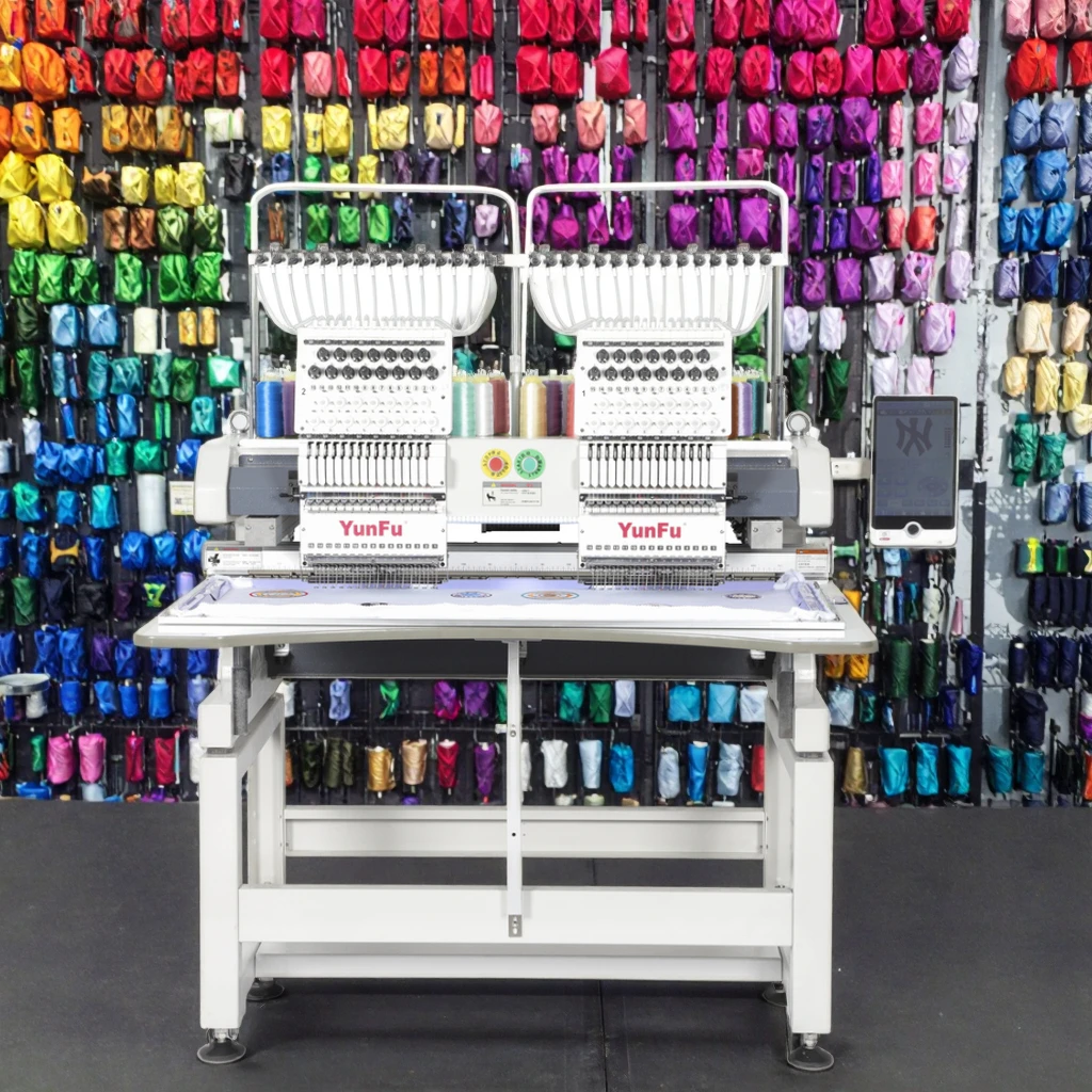 2-Head Commercial Embroidery Machine 12-15 Needles New Condition with Core Motor Component for Home Use