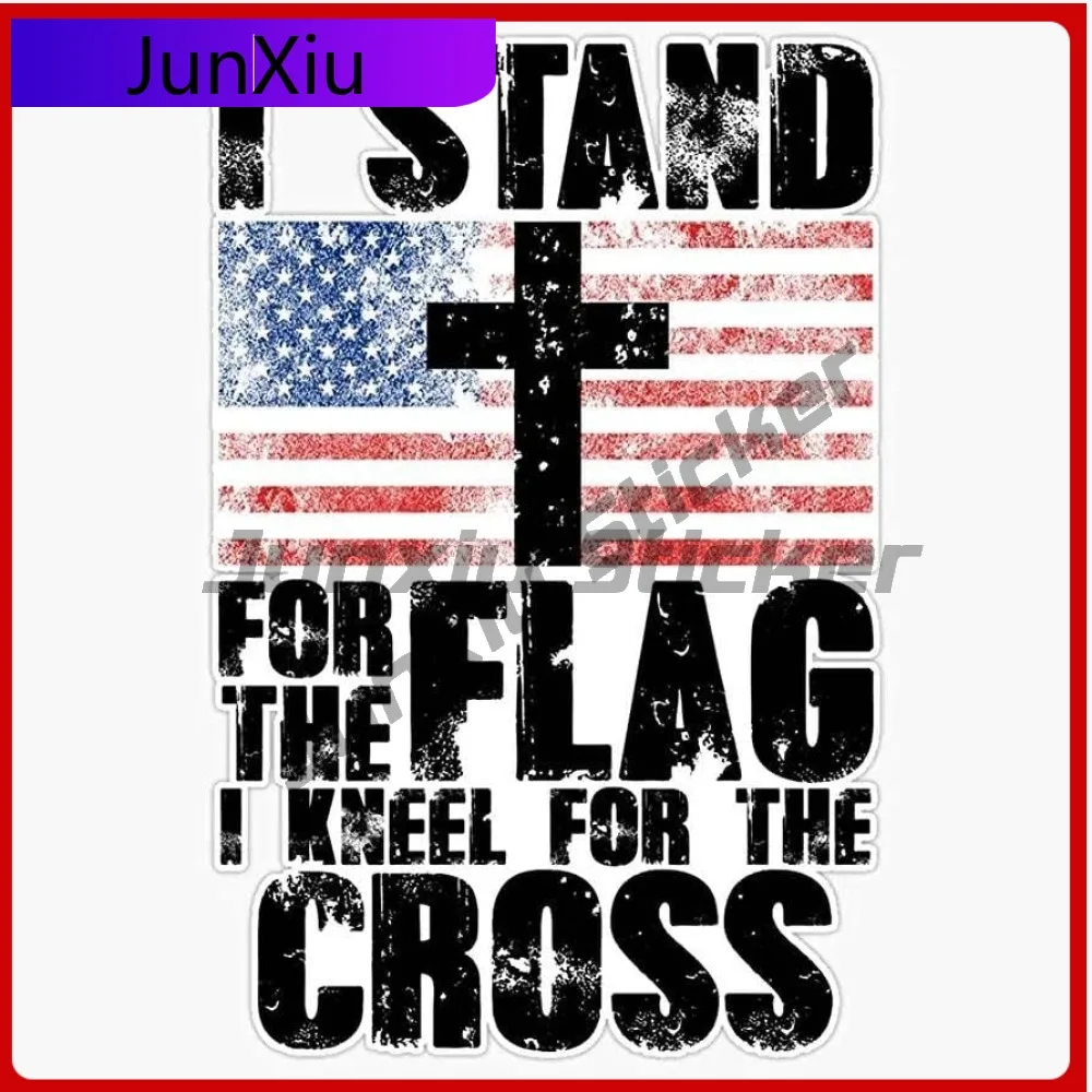 

I Stand For The Flag I Kneel For The Cross Sticker Us Flag Patriotic Christian Jesus Cross Laptop Window Car Bumper Vinyl Waterp