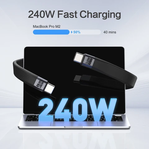 Портативный USB 4 кабель-адаптер с быстрой зарядкой 240 Вт и Thunderbolt 4/3 — изображение товара