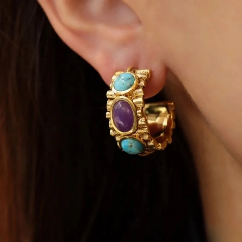 עגילי אבן אמייל בצבע כחול עגילי וינטג לנשים עגילי וינטג 'עגילי וינטג' תכשיטים מעוצבים בעיצוב יוקרתי 2024