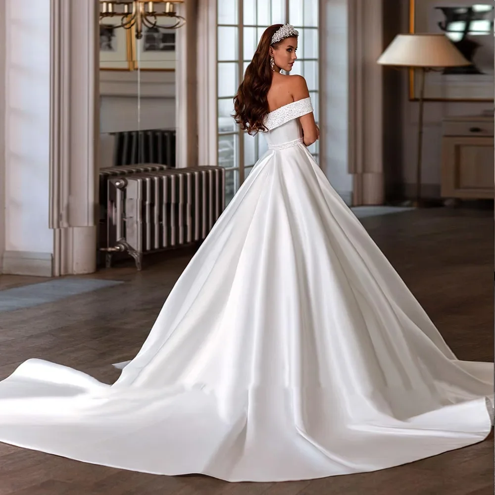 Flavinke personalizado rebordear perlas Sweetheart Neck Vestidos De novia 2025 fuera del hombro princesa Vestidos De novia bata Mariage