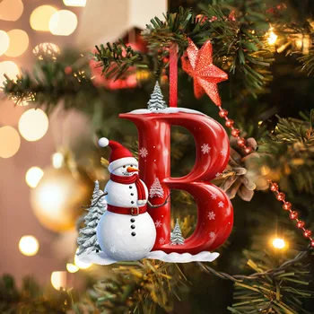 New Christmas Tree Decoration 2D Letter Pendant Acrylic 26 Letter Pendant Hanging…