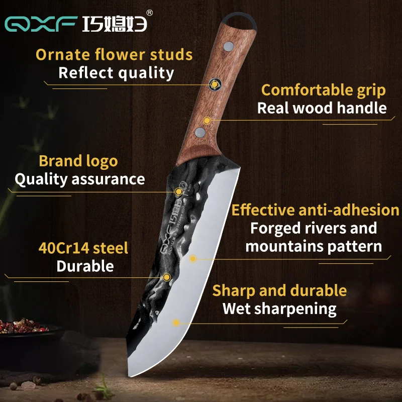 【Venda quente】Faca de açougueiro de aço damasco para cozinha, forjada à mão, borda, ferramenta profissional de processamento de carne