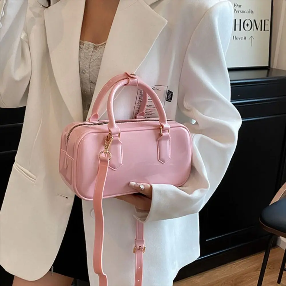 단색 젤리 호보 핸드백 캐주얼 방수 여름 크로스바디 백 PVC 오염 방지 크로스바디 사첼 화장품 수납