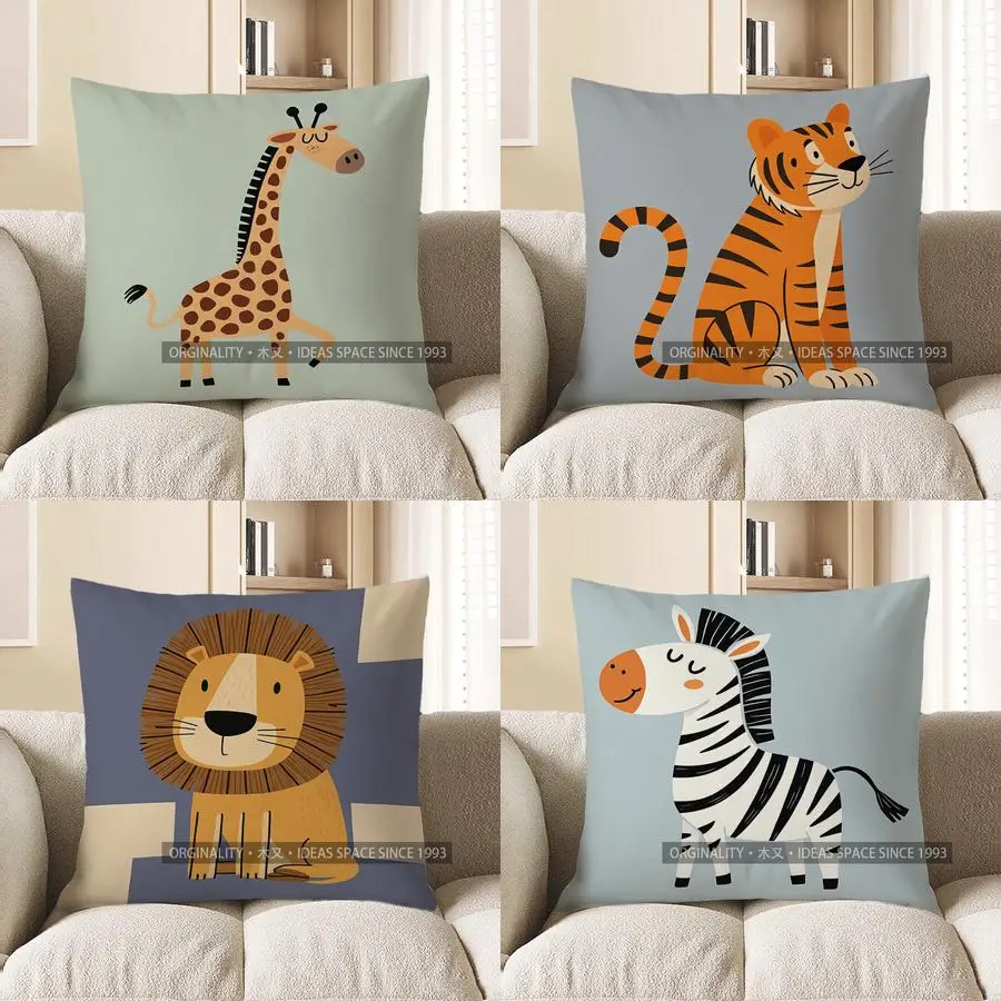 

Декоративная подушка с милым мультяшным рисунком жирафа, чехол для подушки с узором, подходит для дивана, спальни, автомобиля