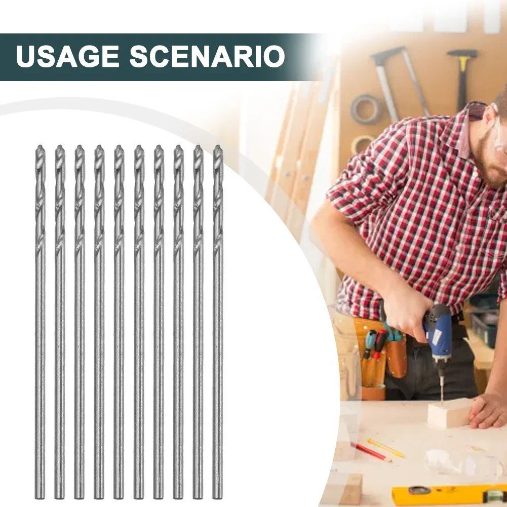 10 pz 1.0mm Punta da trapano a spirale Fresa Codolo cilindrico HSS Diametro di perforazione diritta Trapano elettrico Utensili elettrici rotanti