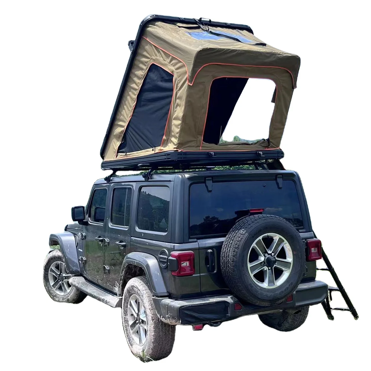 Over Land RTT Traveler Manual Triangular Hard Lift Roof Tent Straight Bracing Type For Self-Driving Camping Tours Modified RV
