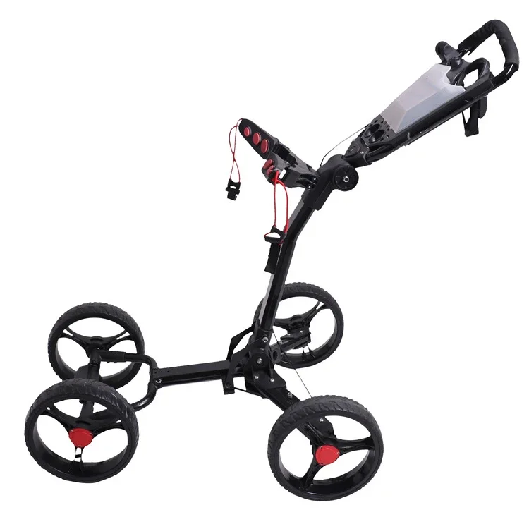 Hot Selling Aluminum Alloy Lightweight Golf Push Pull Cart 4 Wheels Push Golf Trolley With Brake