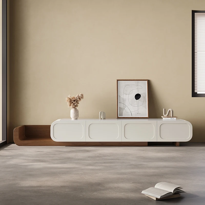 Unique European Beige Tv Cabinet Wood Minimalist Long Designer Living Room Tv Cabinet Space Saving Mueble Televisor Furniture