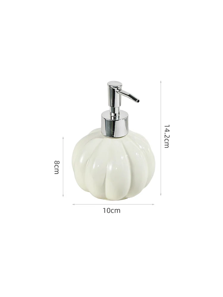 Pumpkin Shape Ceramic Lotion Bottle Electroplating Silver Press Head Soap Dispenser Vanity Station Shampoo Water Bottle Bathroom