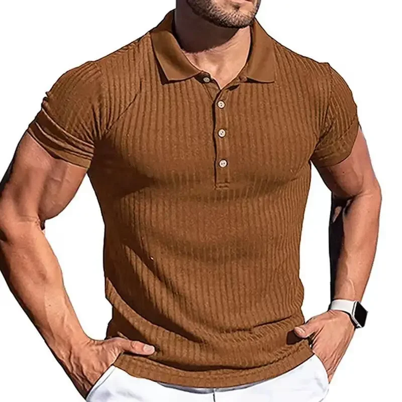 

Muscle Polo Shirts for Men Short Sleeve Slim Fit Golf Shirts for Men Casual Dry Fit T Shirts Ribbed Knit Bowling