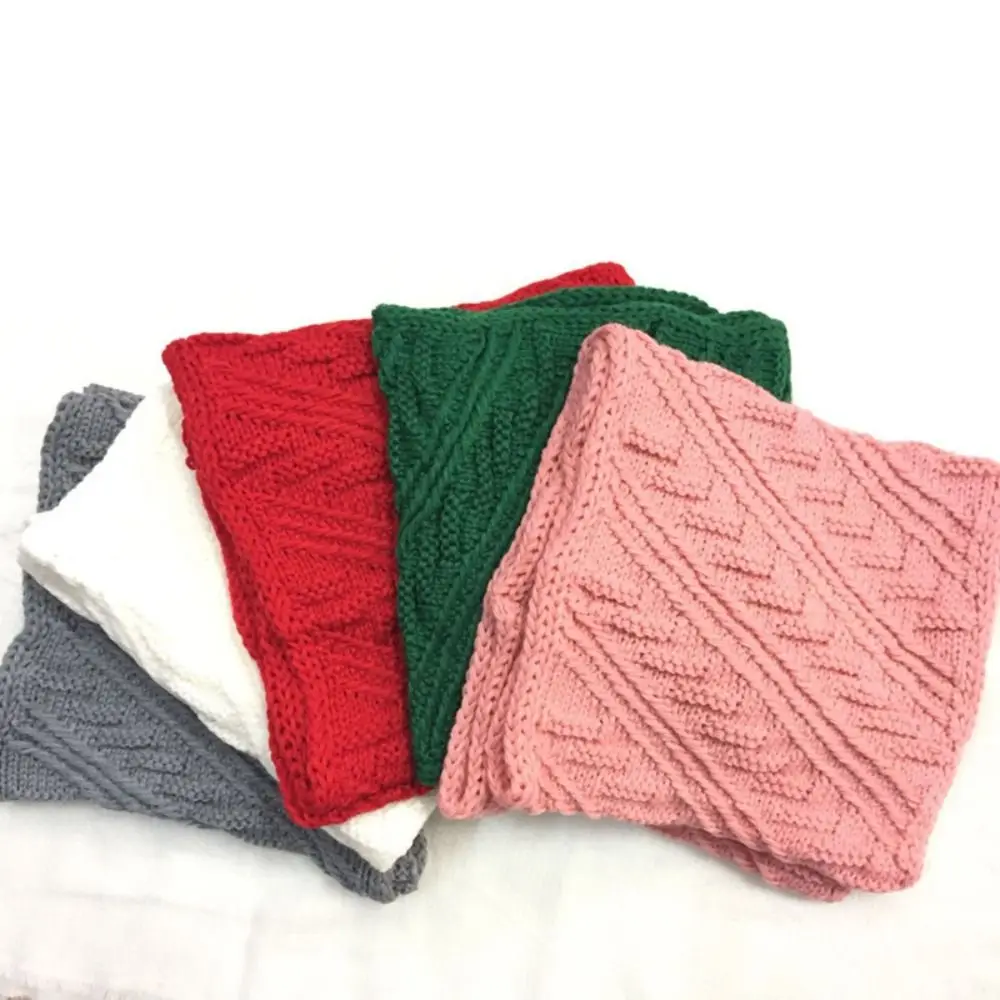 ผ้าพันคอแคชเมียร์นุ่มสำหรับฤดูหนาวผ้าพันคอถักแบบหนาสีพื้นอบอุ่นแบบเกาหลีสำหรับเด็กผู้หญิง