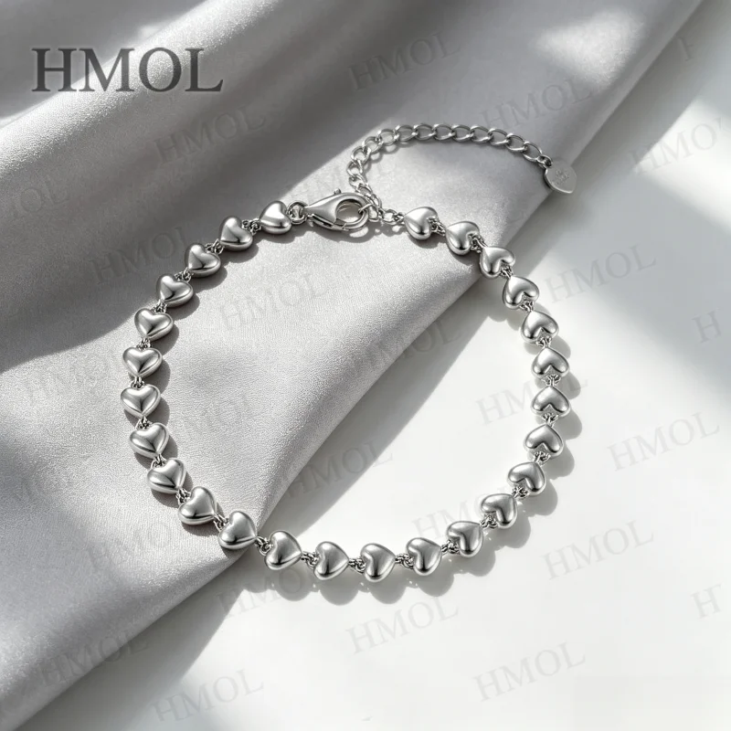 925 Sterling Silver Bracelet Heart Shape Gold Plated Lobster Clasp Factory Direct Sale Workplace Friendly Fine Jewelry