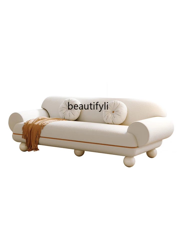 Sofa Living Room Small Apartment Simple Modern Lambswool Silent Cream Style