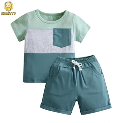 Summer Toddler Baby Boys Casual Clothes Set for 1 2 3 4 5 Yrs Cotton Short Sleeve T-Shirt Top and Shorts 2pcs Sport Suit for Boy