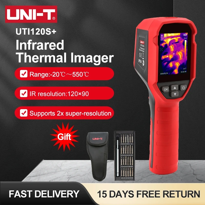 UNI-T UTI120S+ Professional Infrared Thermal Imager -20℃-550℃ 120×90 Pixels Thermal Camera 2X Super Infrared Resolution