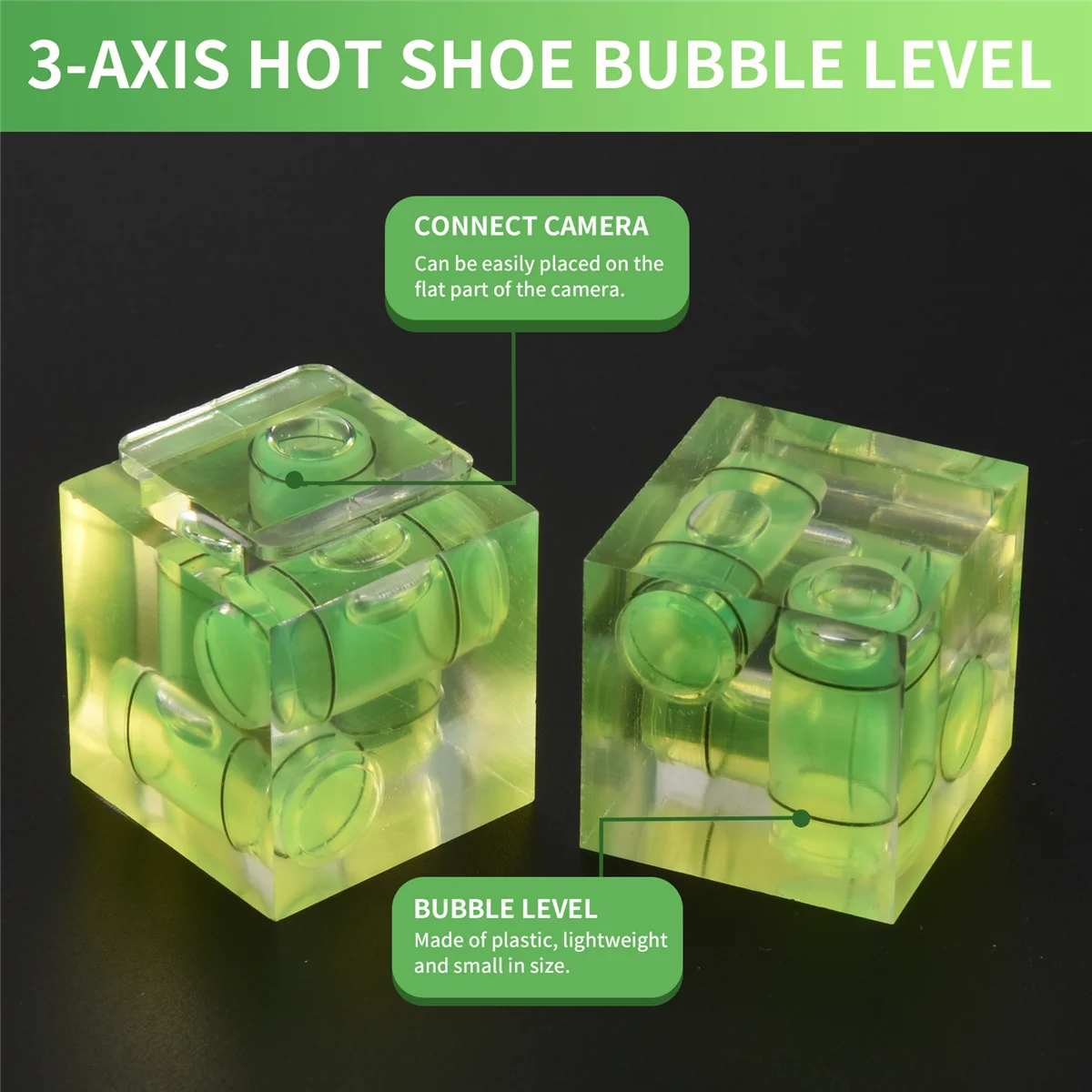 Livella a bolla a bolla con slitta calda tripla a 3 assi di vendita calda compatibile per fotocamera DSLR (confezione da 2)