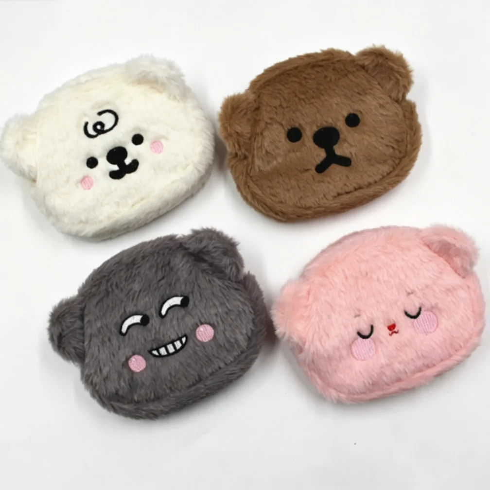 Cute Cartoon Plush Coin Purse Portable Earphone Storage Bag Animal Embroidery Mini Bag Handy Wallet for Small Items